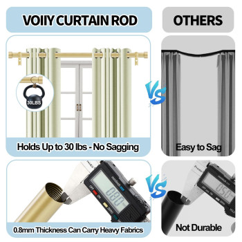 Voiiy Gold Curtain Rods For Windows 66 To 120 Inch5510 Feet 1 Diameter Drapery Rods With Modern Style End Cap Finials Size