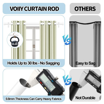 Voiiy White Curtain Rods For Windows 48 To 84 Inch47 Feet 1 Diameter Drapery Rods With Modern Style End Cap Finials Size36