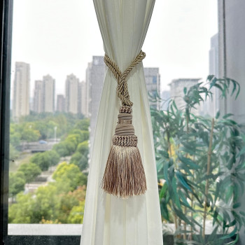 Fenghuangwu 2 Pack Curtain Tie Backs Rope Tassels For Curtains Drape Tiebacks Handmade Outdoor Home And Outdoor Decorative Khak