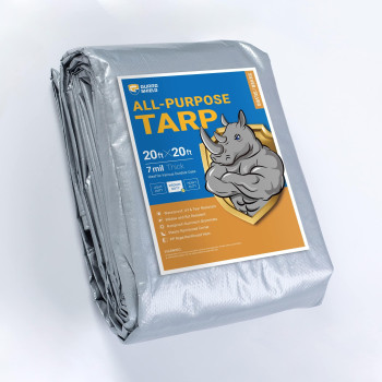 Guard Shield Silver Tarp Waterproof 20X20 Feet Medium Duty All Purpose Poly Tarps Cover 7Mil