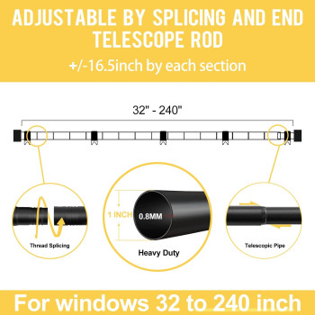 Zeerobee Curtain Rods For Windows 32 To 240 1 Inch Black Curtain Rod Set Heavy Duty Drapery Rods With Adjustable Curtain Rods