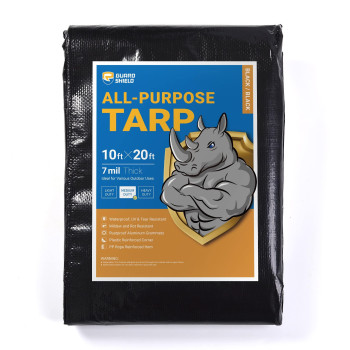 Guard Shield Black Tarp Waterproof 10X20 Feet Medium Duty All Purpose Poly Tarps Cover 7Mil