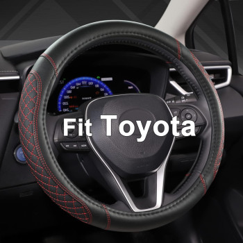 West Llama Customized Auto Car Steering Wheel Cover For Toyota Rav4 Corolla Camry Highlanderdiamond Quiltedblackredstandard