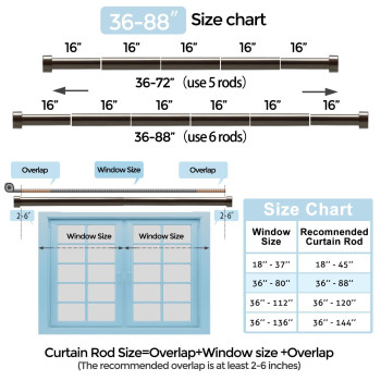 Voiiy Bronze Curtain Rods For Windows 48 To 84 Inch47 Feet 1 Diameter Drapery Rods With Modern Style End Cap Finials Size3