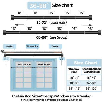 Voiiy 2 Pack Curtain Rods For Windows 48 To 84 Inch47 Feet Black 1 Diameter Drapery Rods With End Cap Style Design Modern A