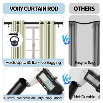 Voiiy Curtain Rods For Windows 48 To 84 Inch47 Feet Black 1 Diameter Drapery Rods With End Cap Style Design Modern Adjustab