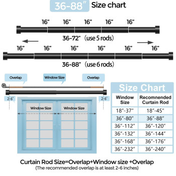 Voiiy Curtain Rods For Windows 48 To 84 Inch47 Feet Black 1 Diameter Drapery Rods With End Cap Style Design Modern Adjustab