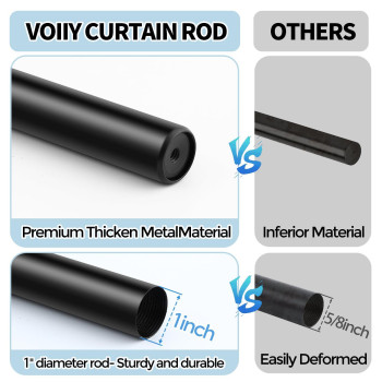 Voiiy 2 Pack Curtain Rods For Windows 18 To 45 Inch15375 Feet Black 1 Diameter Drapery Rods With End Cap Style Design Mod