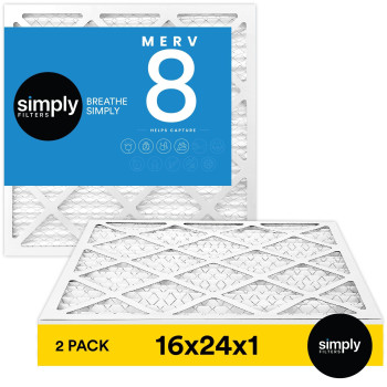 Simply Filters 16X24X1 Merv 8 Mpr 600 Air Filter 2 Pack Actual Size 16X24X075 Hvac Ac Furnace Air Filter