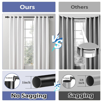 Curtain Rod For Window 367236Ft Ynl Matte Black Long Drapery Rods With 2Pcs Curtain Holdbacks Adjustable Heavy Duty Curtai