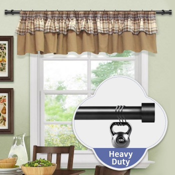 Curtain Rod For Window 367236Ft Ynl Matte Black Long Drapery Rods With 2Pcs Curtain Holdbacks Adjustable Heavy Duty Curtai