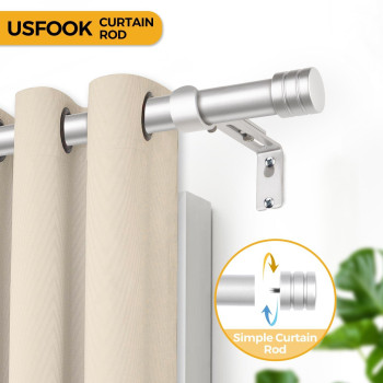 Silver Curtain Rods For Windows 48 To 84 Inch Usfook 1 Inch Heavy Duty Curtain Rod Splicing Drapery Rods With Cap Finial