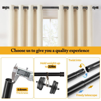 Black Curtain Rods For Windows 72 To 144 Inch Usfook 1 Inch Heavy Duty Curtain Rod Splicing Drapery Rods With Cap Finial