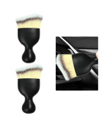 Ziciner 2 Pcs Car Detailing Brush Curved Soft Bristles Auto Removal Dust Collectors Universal Vehicle Dashboard Air Condition