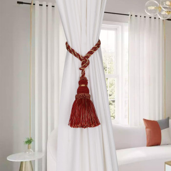 Fenghuangwu 2 Pack Curtain Tie Backs Rope Tassels For Curtains Drape Tiebacks Handmade Outdoor Home And Outdoor Decorative Mix