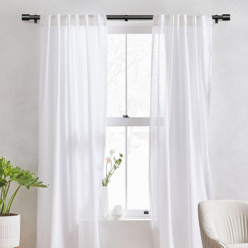 Ifels Heavy Duty Curtain Rods For Windows 72 To 144 Inch 1 Inch Black Curtain Rods For Outdoor Farmhouse Bedroom Kitchen Li