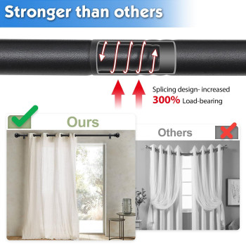 Yeyebest Curtain Rods For Windows 28 To 50 Inch 58 Inch Metal Curtain Rod Set Heavy Duty Winbdow Curtain Rod With Brackets Bla