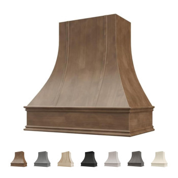 Riley Higgs Curved Front American Walnut Range Hood Cover With Decorative Molding Wall Mounted Wood Range Hood Covers Plywo