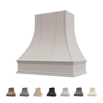 Riley Higgs Curved Front Light Grey Range Hood Cover With Decorative Molding Wall Mounted Wood Range Hood Covers Plywood An