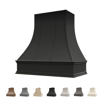 Riley Higgs Curved Front Black Range Hood Cover With Decorative Molding Wall Mounted Wood Range Hood Covers Plywood And Map