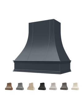 Riley Higgs Curved Front Navy Blue Range Hood Cover With Decorative Molding Wall Mounted Wood Range Hood Covers Plywood And