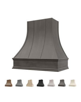 Riley Higgs Curved Front Stained Gray Range Hood Cover With Decorative Molding Wall Mounted Wood Range Hood Covers Plywood