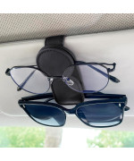 Kiwen Sunglasses Holder For Car Visor Magnetic Leather Sunglass Eyeglass Hanger Clip For Car Sun Visor Accessories 1 Black