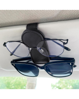 Kiwen Sunglasses Holder For Car Visor Magnetic Leather Sunglass Eyeglass Hanger Clip For Car Sun Visor Accessories 1 Black