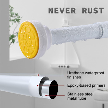 Thestoa White Shower Curtain Rod Adjustable 4378 Inch 1Diameter Spring Tension Curtain Rod No Drill Antirust Nonslip Show