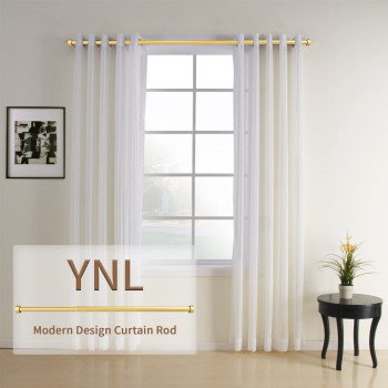 2 Pack Gold Curtain Rod For Window 72 To 144612Ft Ynl Adjustable Heavy Duty Curtain Rod With Cap Finials Modern Drapery Rod