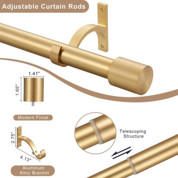 Warm Gold Curtain Rods 28149 Splicing Window Curtain Rods Decorative Curtain Rods With Cap Finials Adjustable 1Inch Windo