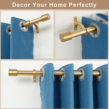 Warm Gold Curtain Rods 28149 Splicing Window Curtain Rods Decorative Curtain Rods With Cap Finials Adjustable 1Inch Windo