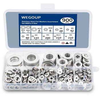 Washers 900 Pcs Washers For Screws 304 Stainless Steel Flat Washers Flat Washers For Bolts Assortment Fender Washers Set 9