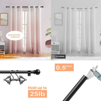 Black Curtain Rods For Windows 28 To 62 Inch Splicing Adjustable 58 Diameter Drapery Rod Set With Brackets Heavy Duty Metal S