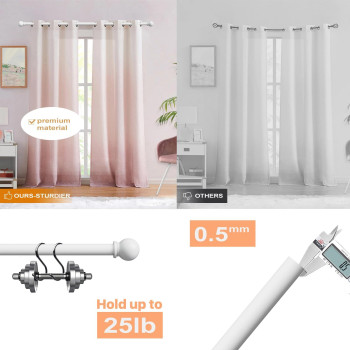 White Long Curtain Rod For Windows 66 To 120 Inch Splicing 58 Heavy Duty Curtain Rod For Outdoor Patio Sliding Glass Door