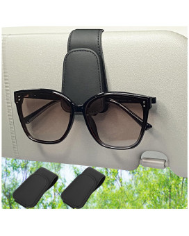 Chosmoyi 2 Packs Sunglasses Holder For Car Sunglass Clip For Car Visor Magnetic Leather Car Eyeglass Holder And Ticket Card Cl