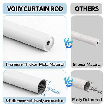 Voiiy Curtain Rods For Windows 48 To 84 Inch47 Feet 34 Diameter White Drapery Rods With Twisted Cage Finials Size3688 In