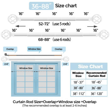 Voiiy 2 Pack Curtain Rods For Windows 48 To 84 Inch47 Feet 34 Diameter White Drapery Rods With Twisted Cage Finials Size3