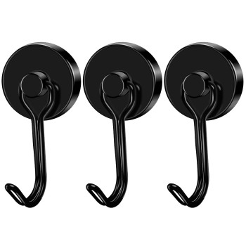 Lovimag Magnetic Hooks 80Lbs Swivel Magnetic Hooks Heavy Duty For Hanging Strong Neodymium Magnets Hooks Black Magnetic Hooks