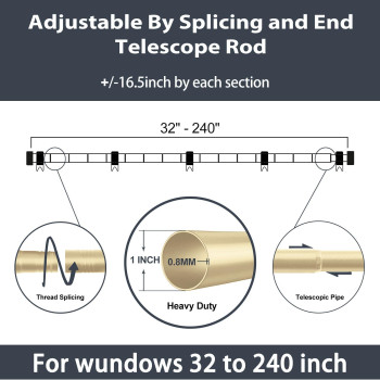 Zeerobee Curtain Rods For Windows 32 To 240 1 Inch Gold Curtain Rod Set Heavy Duty Drapery Rods With Adjustable Curtain Rods