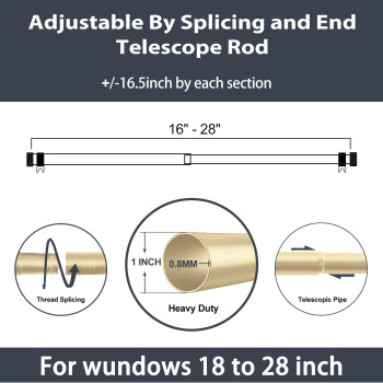 Zeerobee Curtain Rods For Windows 16 To 28 1 Inch Gold Curtain Rod Set Heavy Duty Drapery Rods With Adjustable Curtain Rods O