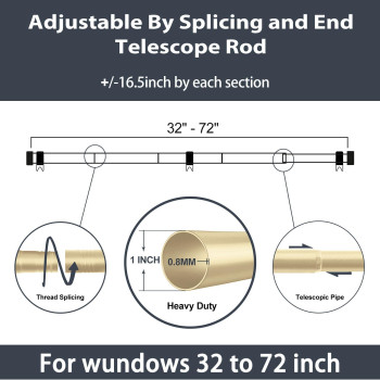 Zeerobee Curtain Rods For Windows 32 To 72 1 Inch Gold Curtain Rod Set Heavy Duty Drapery Rods With Adjustable Curtain Rods O