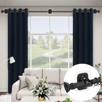 2Pcs No Drill Curtain Rod Brackets No Drilling Self Adhesive Curtain Rod Holder Hooks Nail Free Adjustable Curtain Rod Hooks Cur