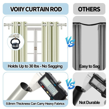 Voiiy Silver Curtain Rods For Windows 72 To 144 Inch612 Feet 1 Diameter Rods With Modern Style End Cap Finials Size36144