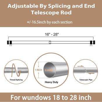 Zeerobee Curtain Rods For Windows 16 To 28 1 Inch Silver Curtain Rod Set Heavy Duty Drapery Rods With Adjustable Curtain Rods