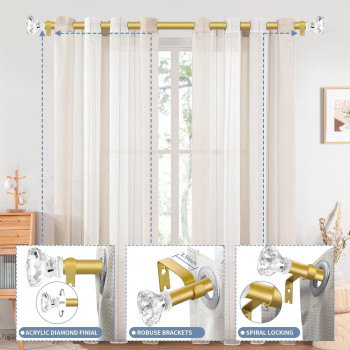 Tvwoo Gold Curtain Rods 28 To 48 Inch 34 Inch Adjustable Curtain Rod Set Modern Single Window Curtains Rods Heavy Duty Curtain