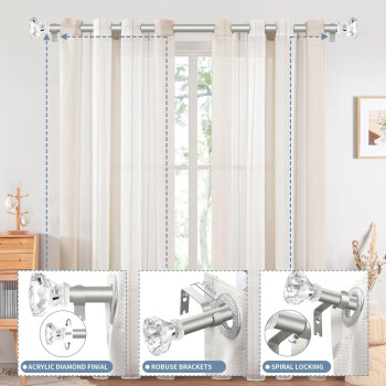 Tvwoo Silver Curtain Rods 28 To 48 Inch 34 Inch Adjustable Curtain Rod Set Modern Single Window Curtains Rods Heavy Duty Curtai