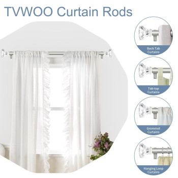 Tvwoo Silver Curtain Rods 28 To 48 Inch 34 Inch Adjustable Curtain Rod Set Modern Single Window Curtains Rods Heavy Duty Curtai