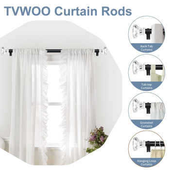 Tvwoo 2 Pack Black Curtain Rods 28 To 48 Inch 34 Inch Adjustable Curtain Rod Set Modern Single Window Curtains Rods Heavy Duty