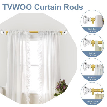 Tvwoo Gold Curtain Rods 48 To 84 Inch 34 Inch Adjustable Curtain Rod Set Modern Single Window Curtains Rods Heavy Duty Curtain